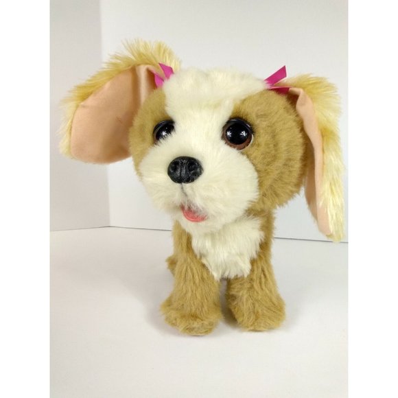 FRF PUPPY DOG BARKS, WALKS & PANTS BROWN & WHITE BIG EYES 9" PUPPY DOG Pink Bows - Picture 5 of 12